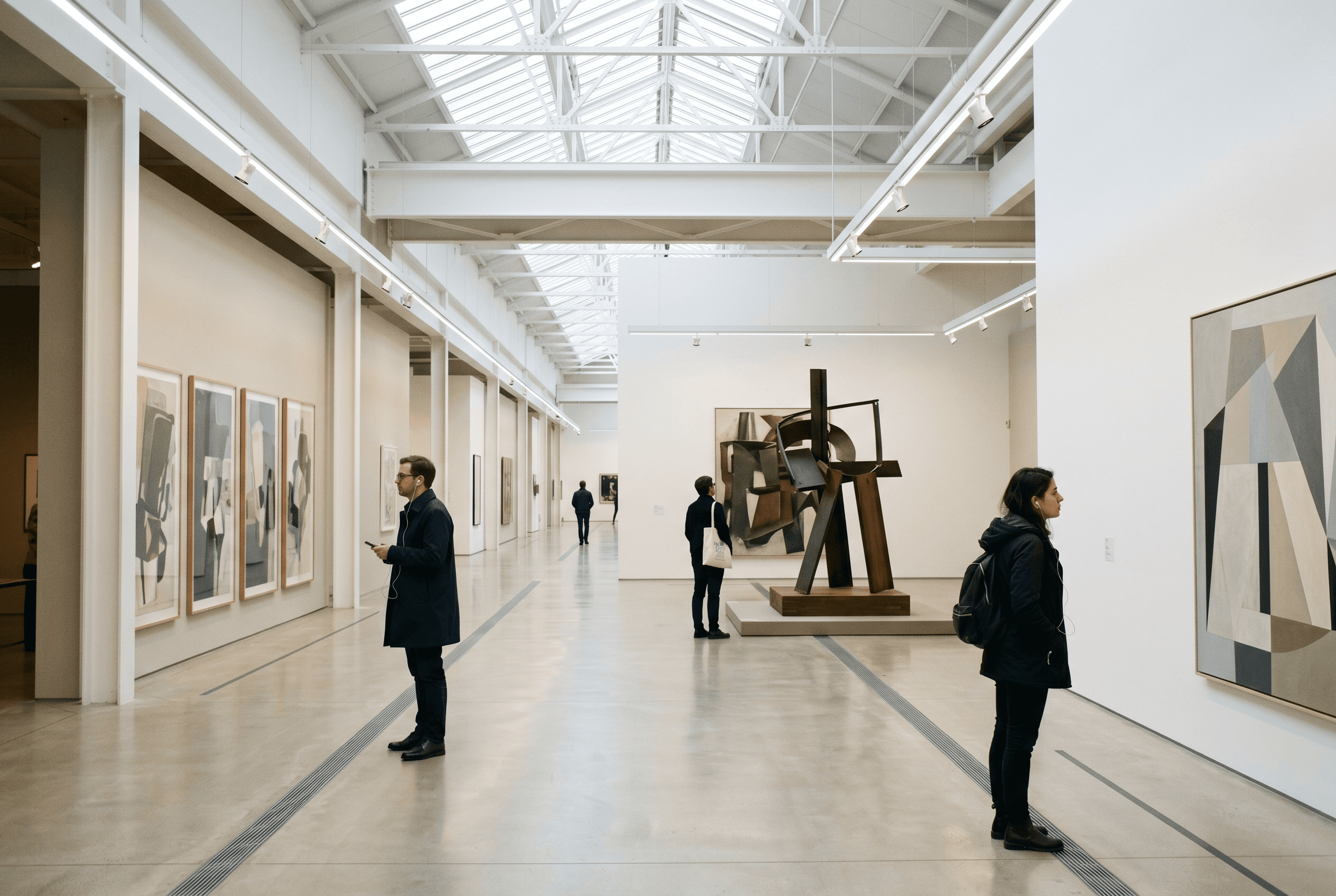 博物館展廳訪客導覽場景